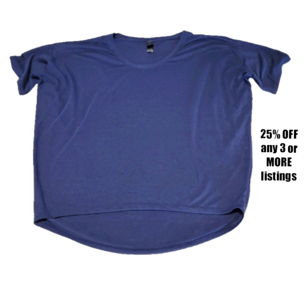 Hi Low Short Sleeve Size Medium Oversized Soft Crewneck Scoop Solid Nautical Top